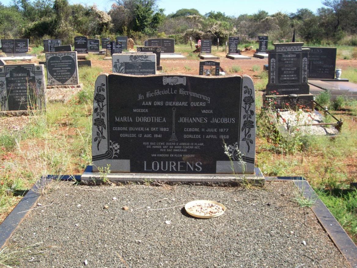 LOURENS Johannes Jacobus 1877-1958 &amp; Maria Dorothea OLIVIER 1883-1941