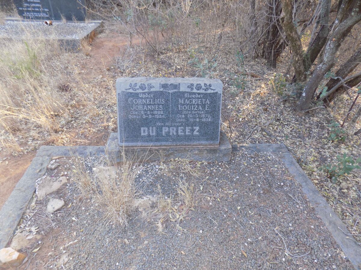 PREEZ Cornelius Johannes, du 1866-1954 &amp; Magrieta Louiza E. BOTHA 1875-1954