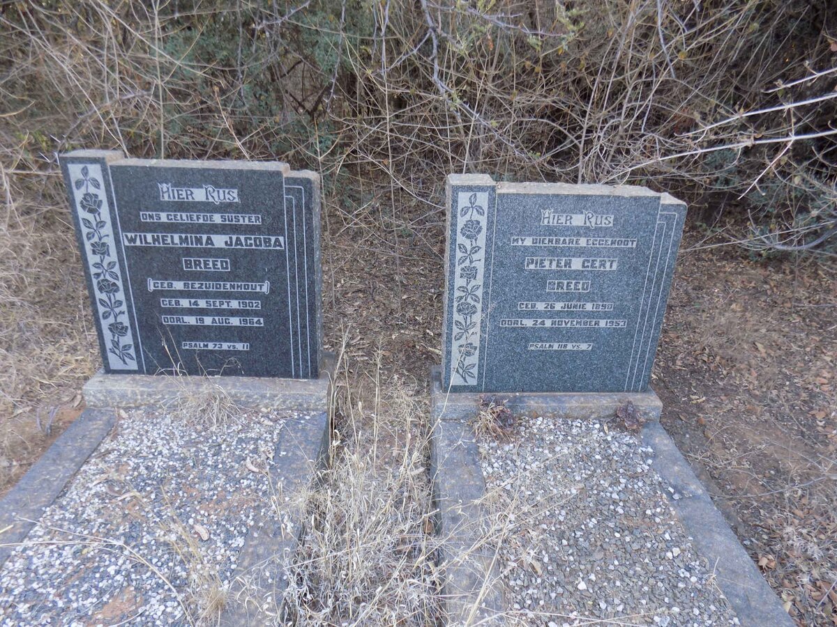 BREED Pieter Gert 1890-1953 :: BREED Wilhelmina Jacoba nee BEZUIDENHOUT 1902-1964
