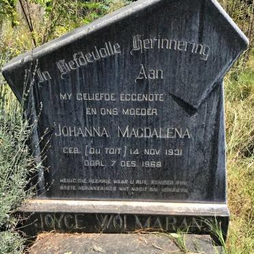 WOLMARANS Johanna Magdalena nee DU TOIT 1931-1968