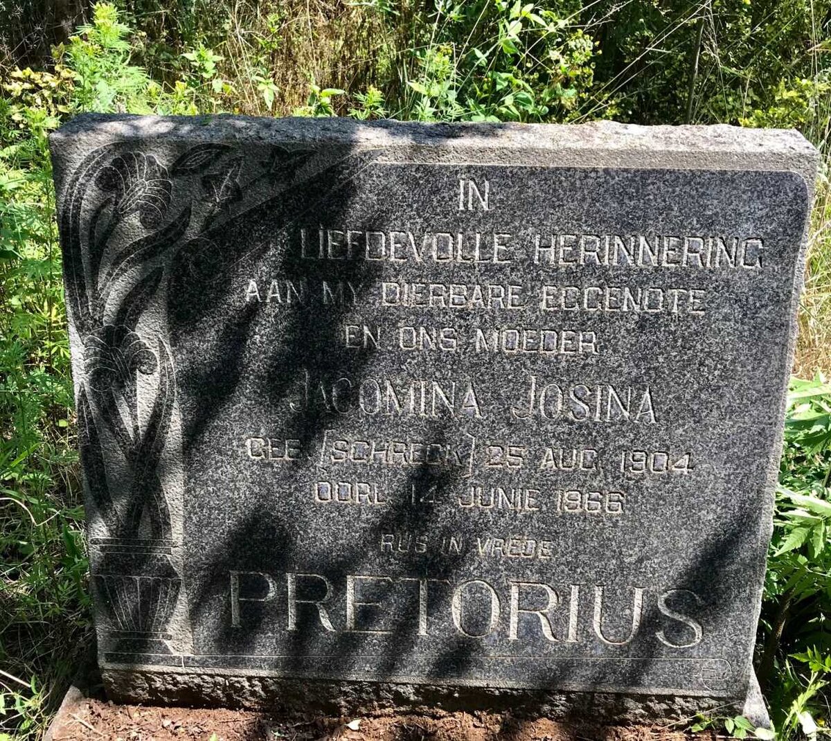 PRETORIUS Jacomina Josina nee SCHRECK 1904-1966