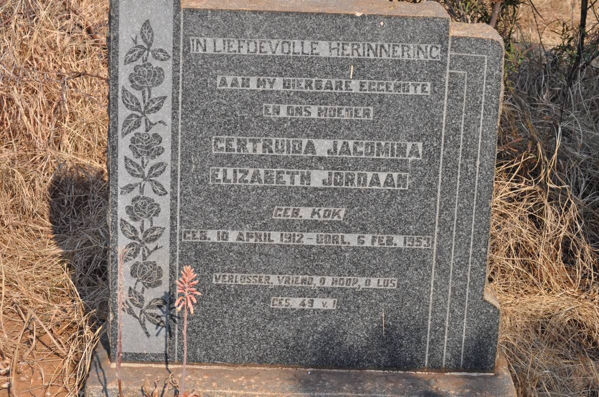 JORDAAN Gertruida Jacomina nee KOK 1912-1953