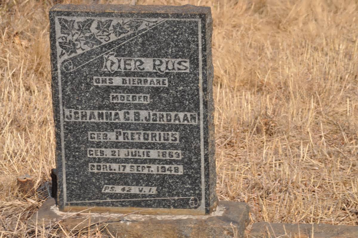 JORDAAN Johanna C.B. nee PRETORIUS 1869-1948