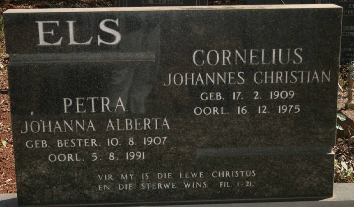 ELS Cornelius Johannes Christian 1909-1975 &amp; Petra Johanna Alberta BESTER 1907-1991