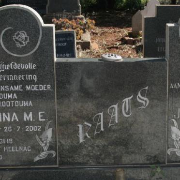 RAATS James Henry 1907-1975 &amp; Johanna M.E. 1910-2002