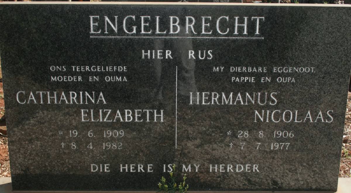 ENGELBRECHT Hermanus Nicolaas 1906-1977 &amp; Catharina Elizabeth 1909-1982