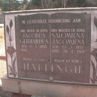 HATTINGH Jacobus Gerhardus 1895- &amp; Salomiena Jacomiena 1897-1969