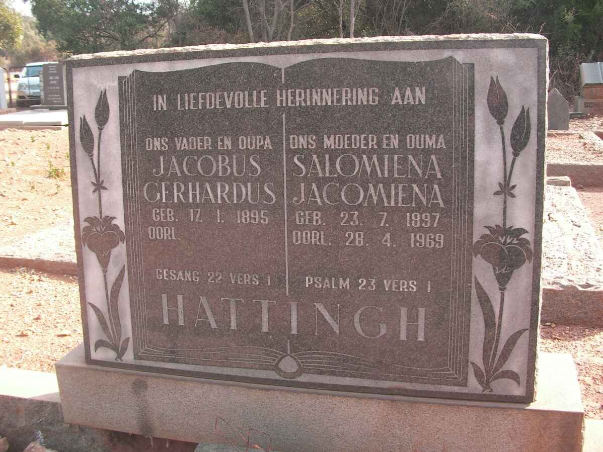 HATTINGH Jacobus Gerhardus 1895- &amp; Salomiena Jacomiena 1897-1969