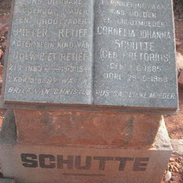 SCHUTTE Pieter Retief 1889-1944 &amp; Cornelia Johanna PRETORIUS 1885-1969