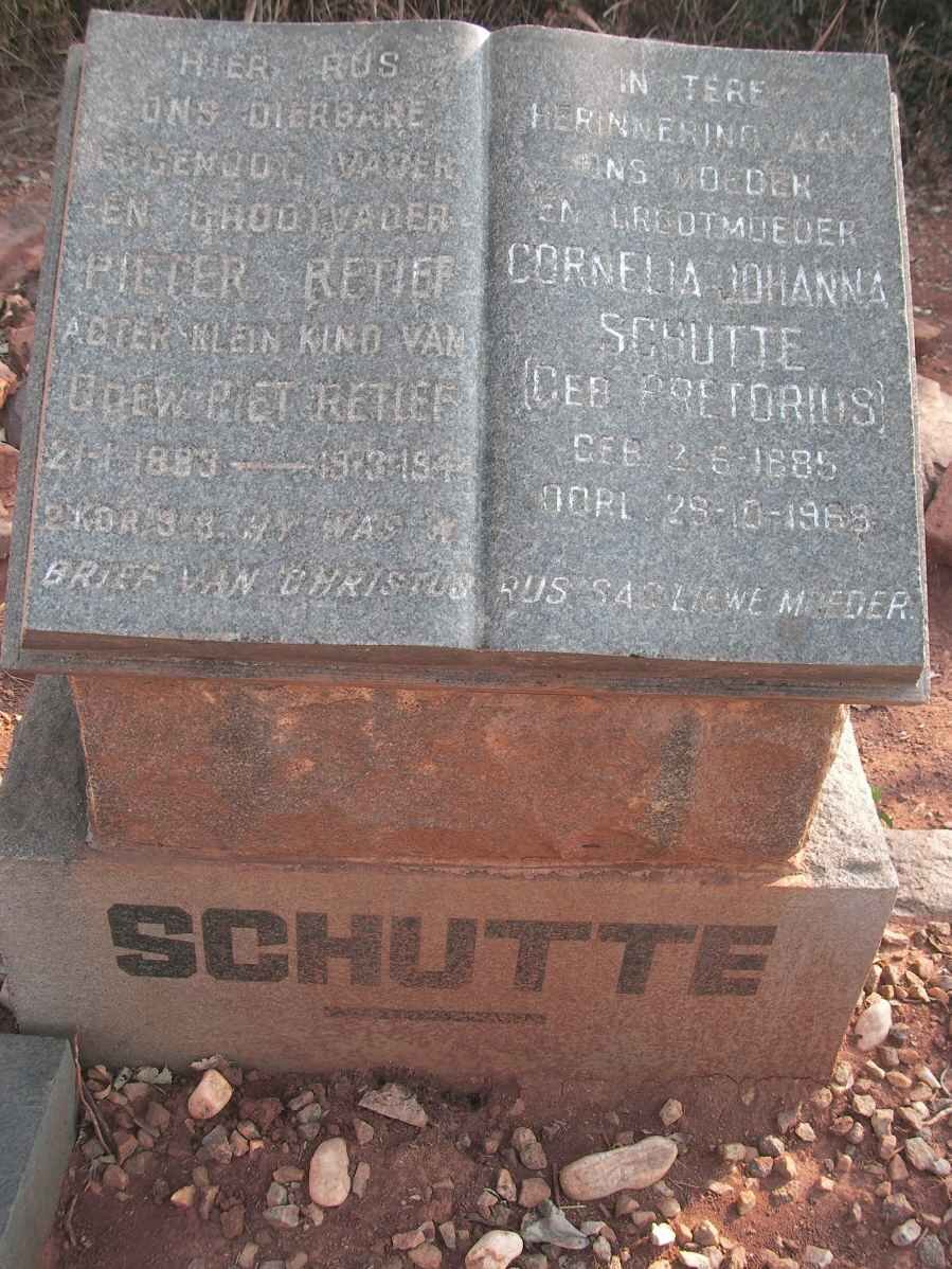 SCHUTTE Pieter Retief 1889-1944 &amp; Cornelia Johanna PRETORIUS 1885-1969