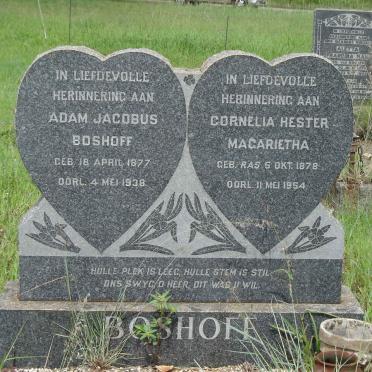BOSHOFF Adam Jacobus 1877-1938 &amp; Cornelia Hester Magarietha RAS 1878-1954