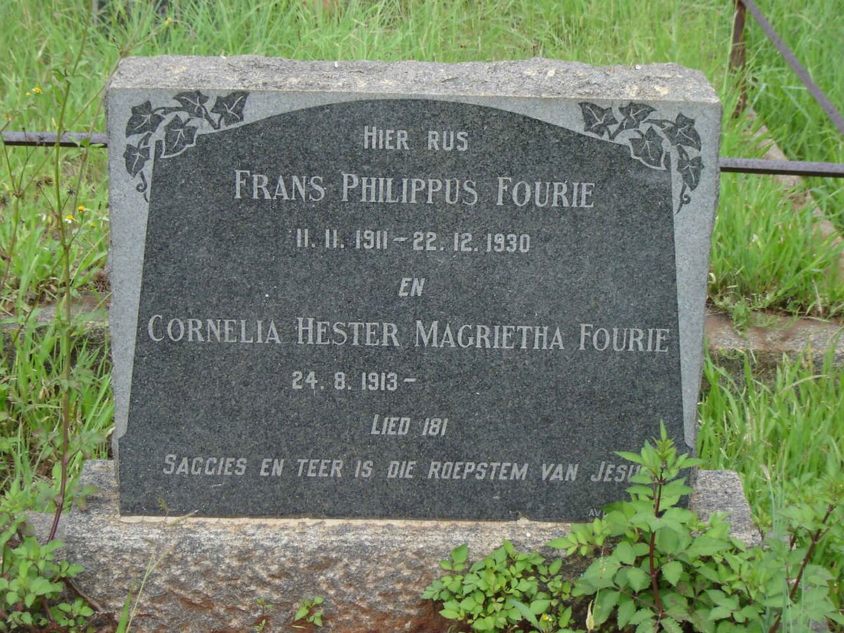 FOURIE Frans Philippus 1911-1930 &amp; Cornelia Hester Magrietha 1913-