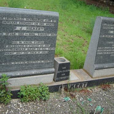 RIEKERT P.J. 1902-1942 &amp; C.H. 1902-1968