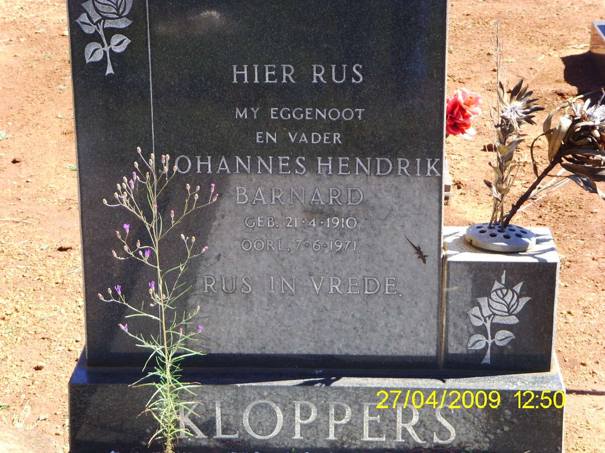 KLOPPERS Johannes Hendrik Barnard 1910-1971