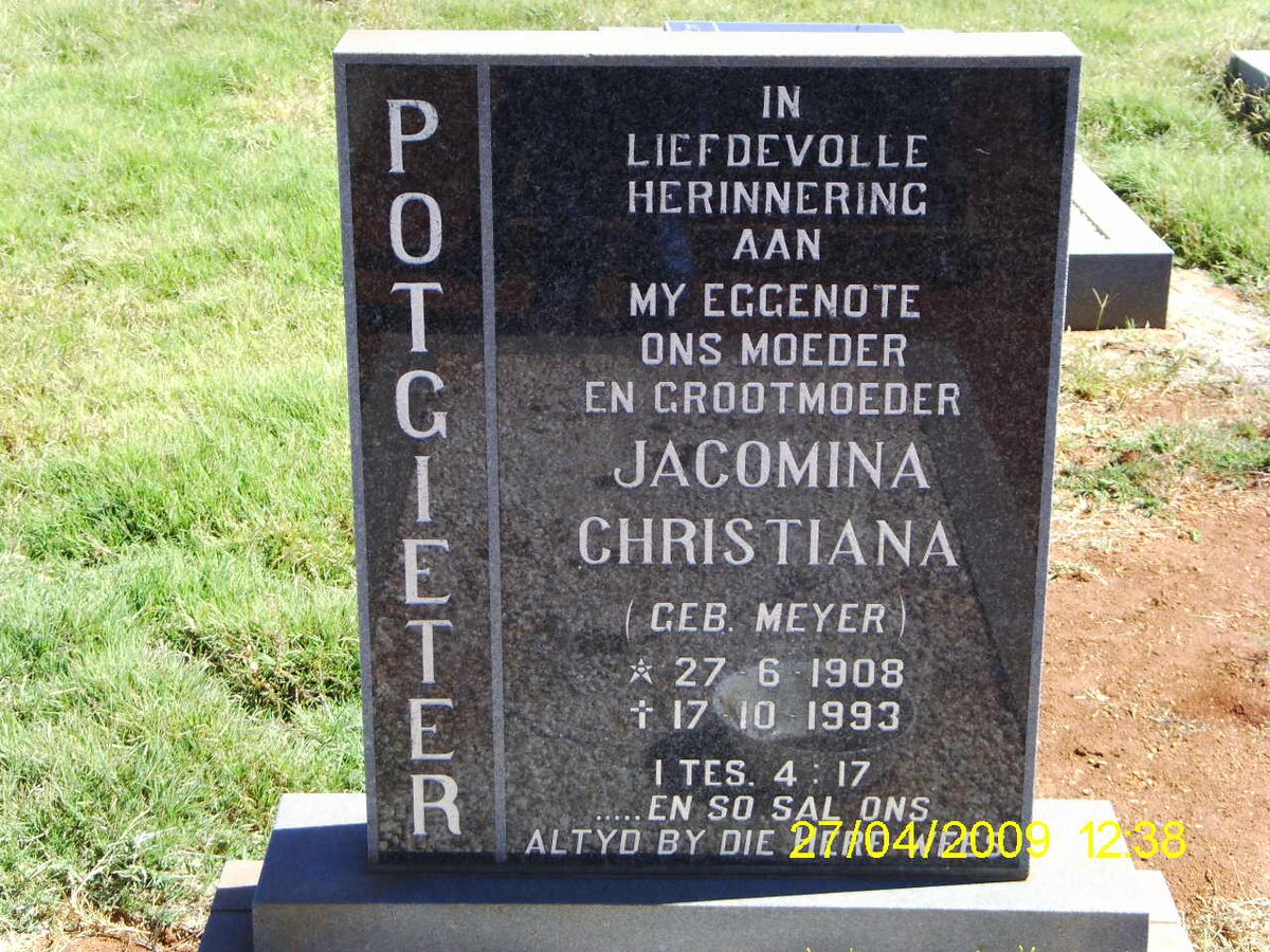 POTGIETER Jacomina Christiana nee MEYER 1908-1993