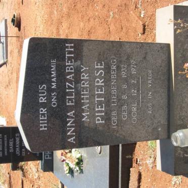 PIETERSE Anna Elizabeth Maherry nee LIEBENBERG 1932-1979