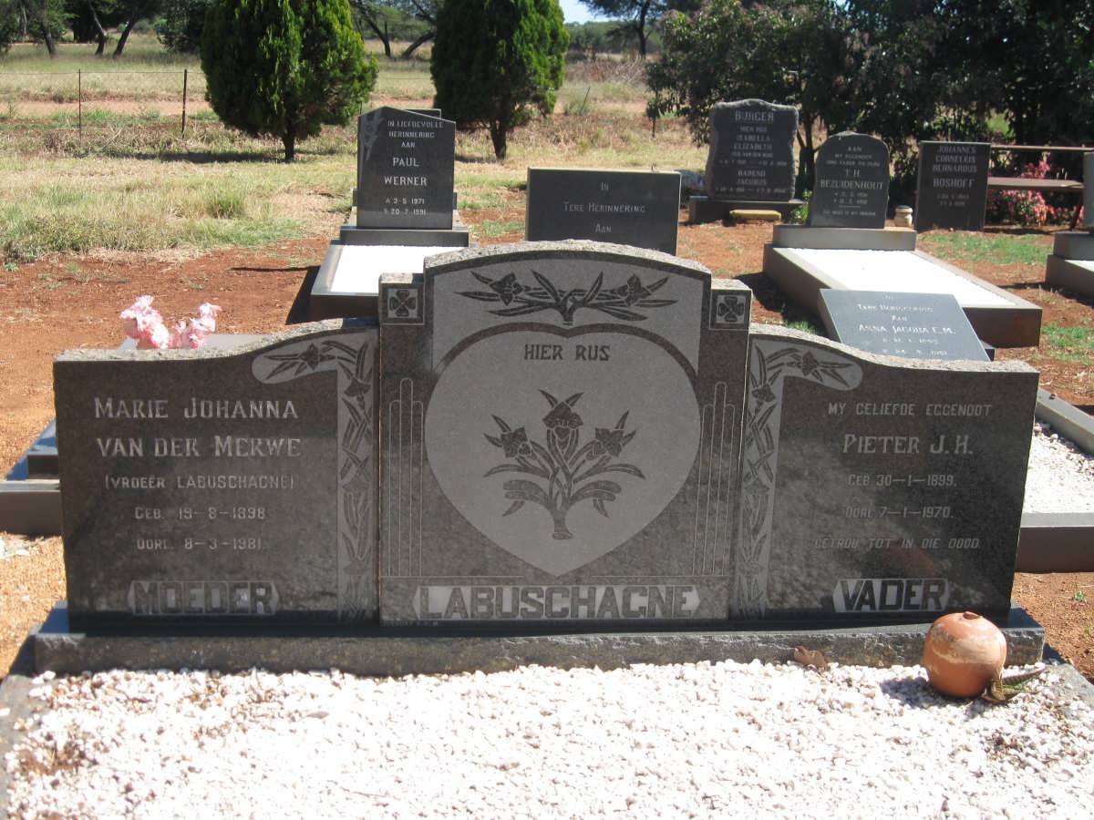 LABUSCHAGNE Pieter J.H. 1899-1970 &amp; Marie Johanna VAN DER MERWE, formerly LABUSCHAGNE 1898-1981
