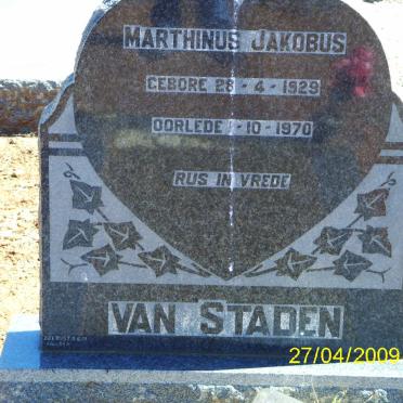 STADEN Marthinus Jakobus, van 1929-1970