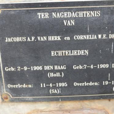 HERK Jacobus A.F., van 1906-1995 &amp; Cornelia W.E. DE RIDDER 1909-1987
