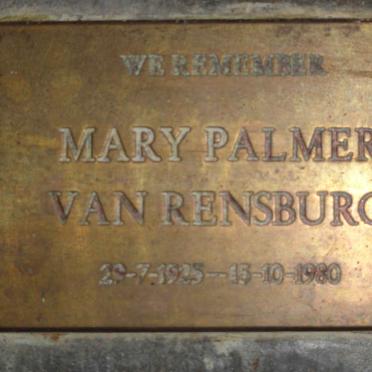 PALMER Mary, VAN RENSBURG 1925-1980