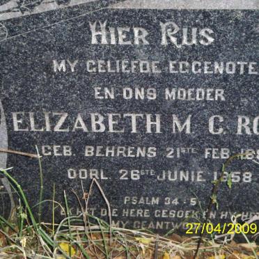 ROOS Elizabeth M.C. nee BEHRENS 1889-1958