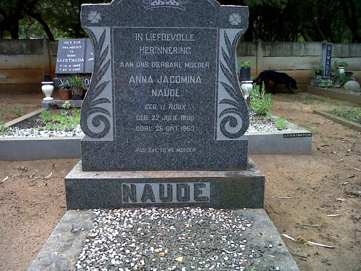 NAUDE Anna Jacomina nee LE ROUX 1890-1953