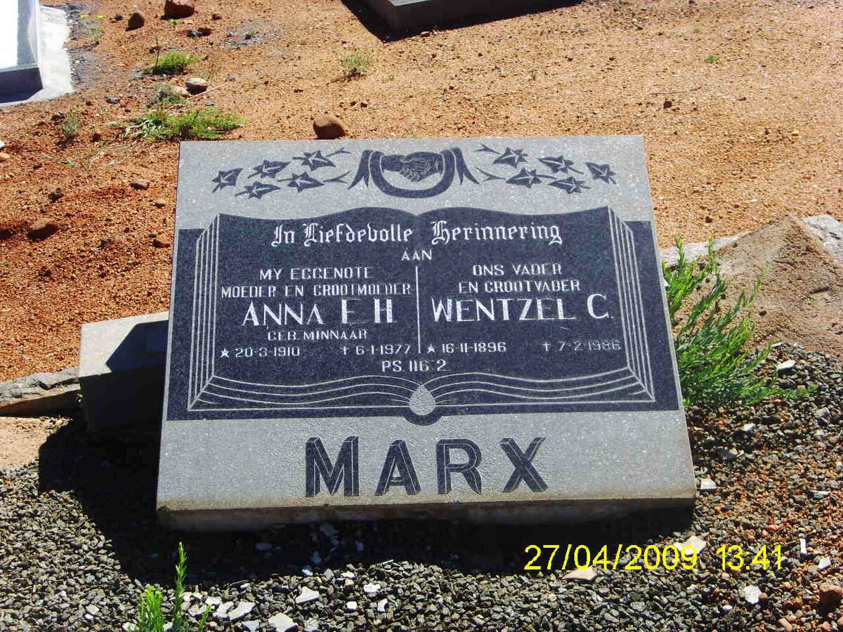 MARX Wentzel C. 1896-1986 &amp; Anna E.H. MINNAAR 1910-1977