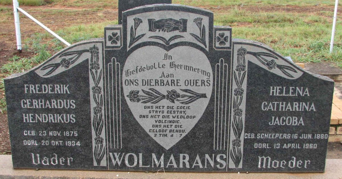WOLMARANS Frederik Gerhardus Hendrikus 1875-1934 &amp; Helena Catharina Jacoba SCHEEPERS 1880-1960