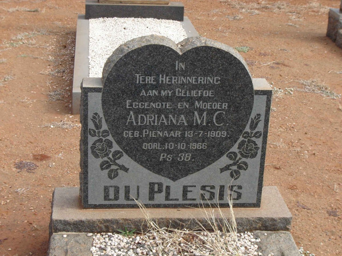 PLESIS Adriana M.C., du nee PIENAAR 1909-1966