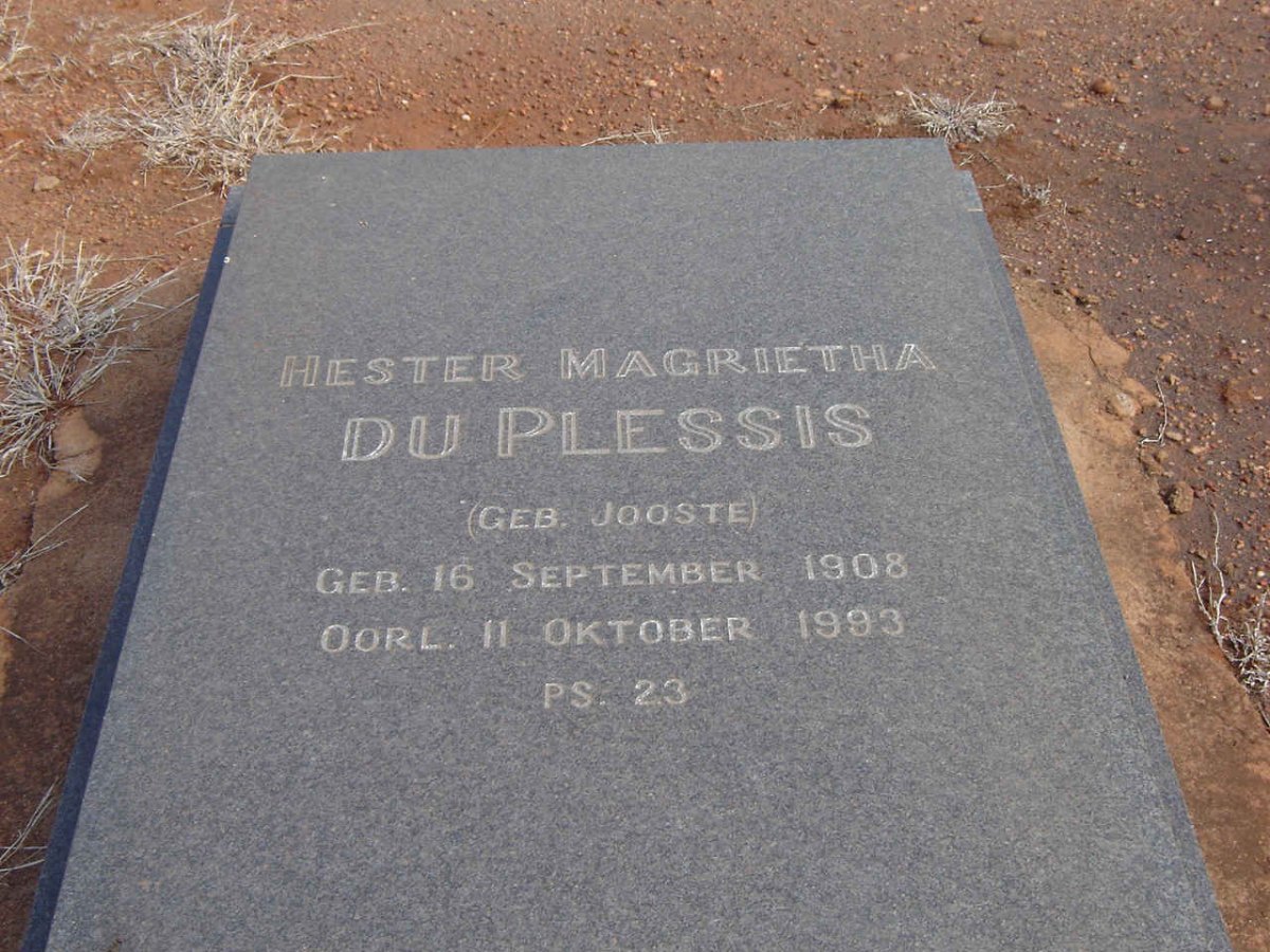 PLESSIS Hester Magrietha, du nee JOOSTE 1908-1993