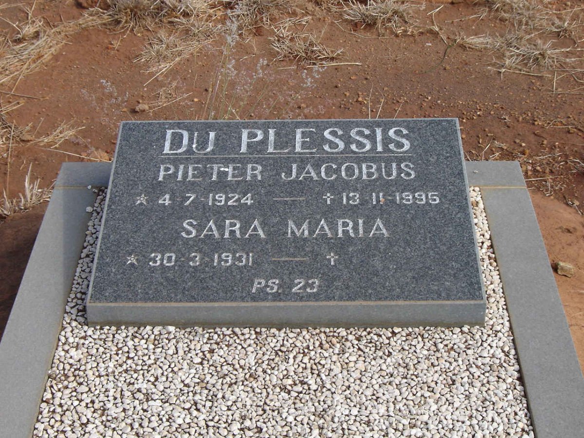 PLESSIS Pieter Jacobus, du 1924-1995 &amp; Sara Maria 1931-
