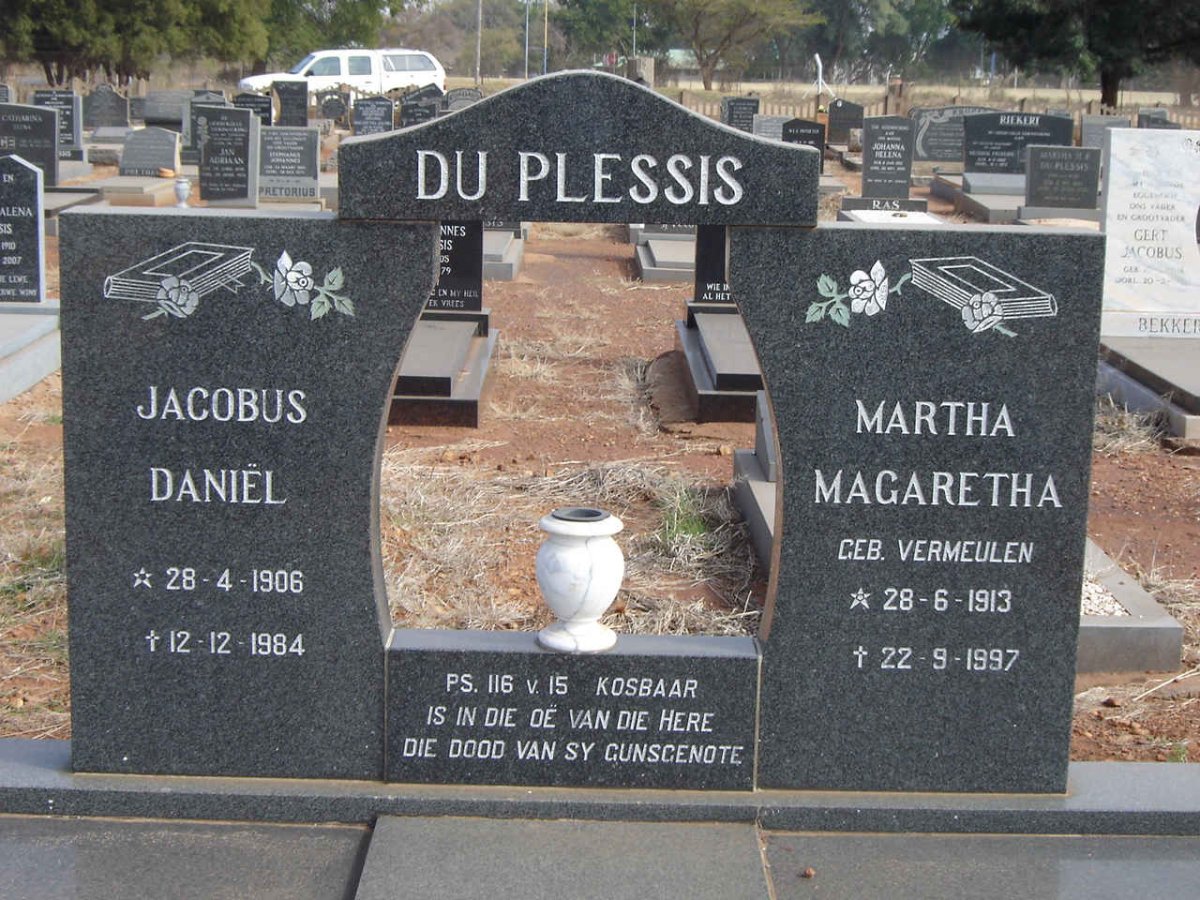 PLESSIS Jacobus Daniel, du 1906-1984 &amp; Martha Magaretha VERMEULEN 1913-1997