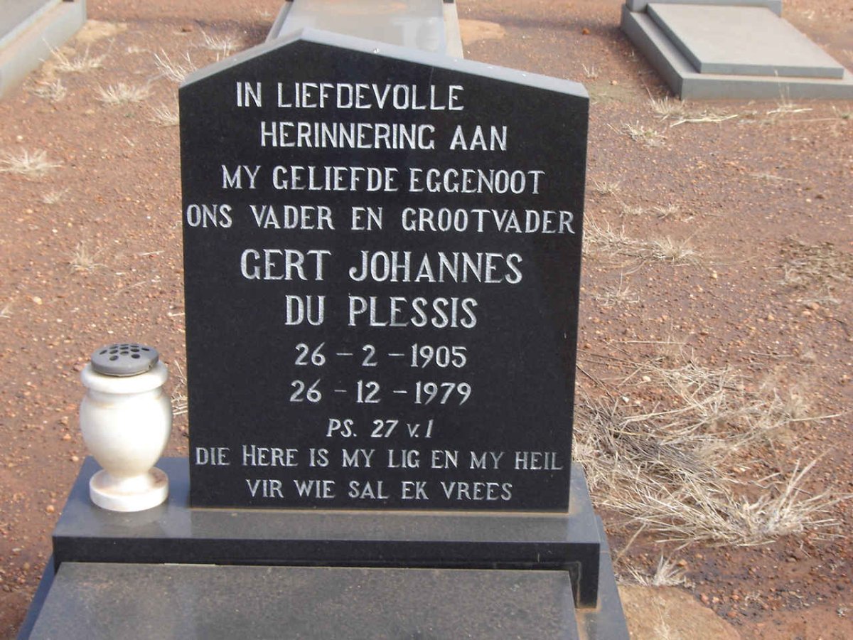 PLESSIS Gert Johannes, du 1905-1979
