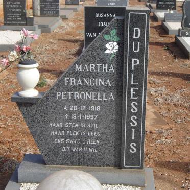 PLESSIS Martha Francina Petronella, du 1918-1997