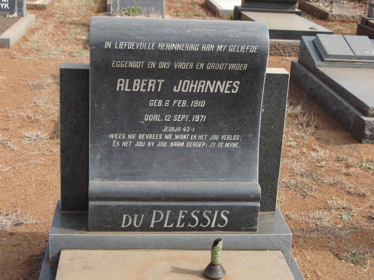 PLESSIS Albert Johannes, du 1910-1971