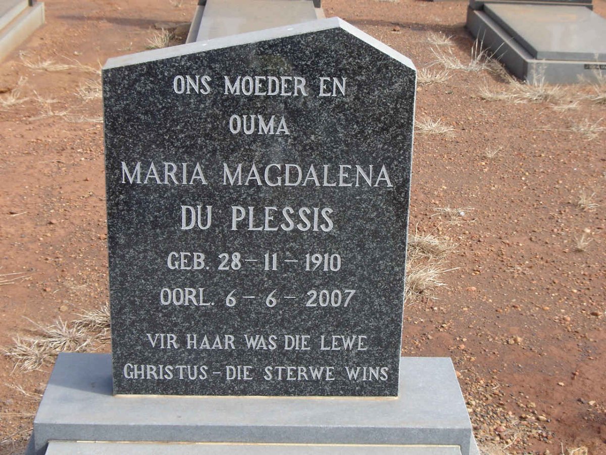 PLESSIS Maria Magdalena, du 1910-2007