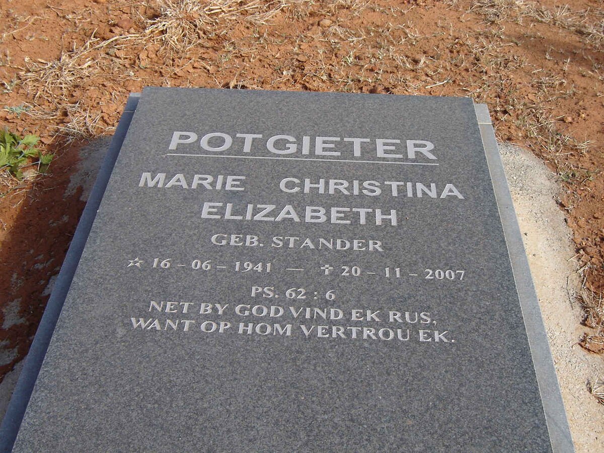 POTGIETER Marie Christina Elizabeth  nee STANDER 1941-2007