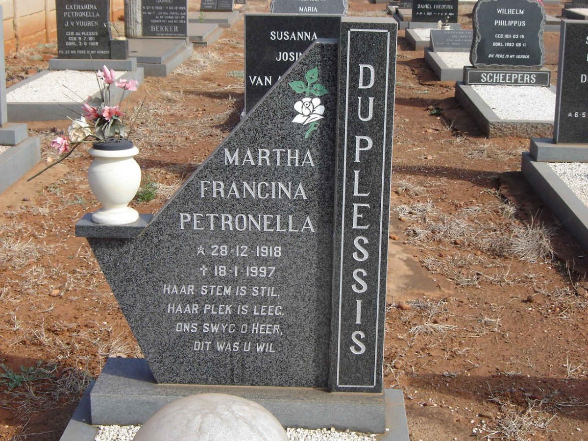 PLESSIS Martha Francina Petronella, du 1918-1997