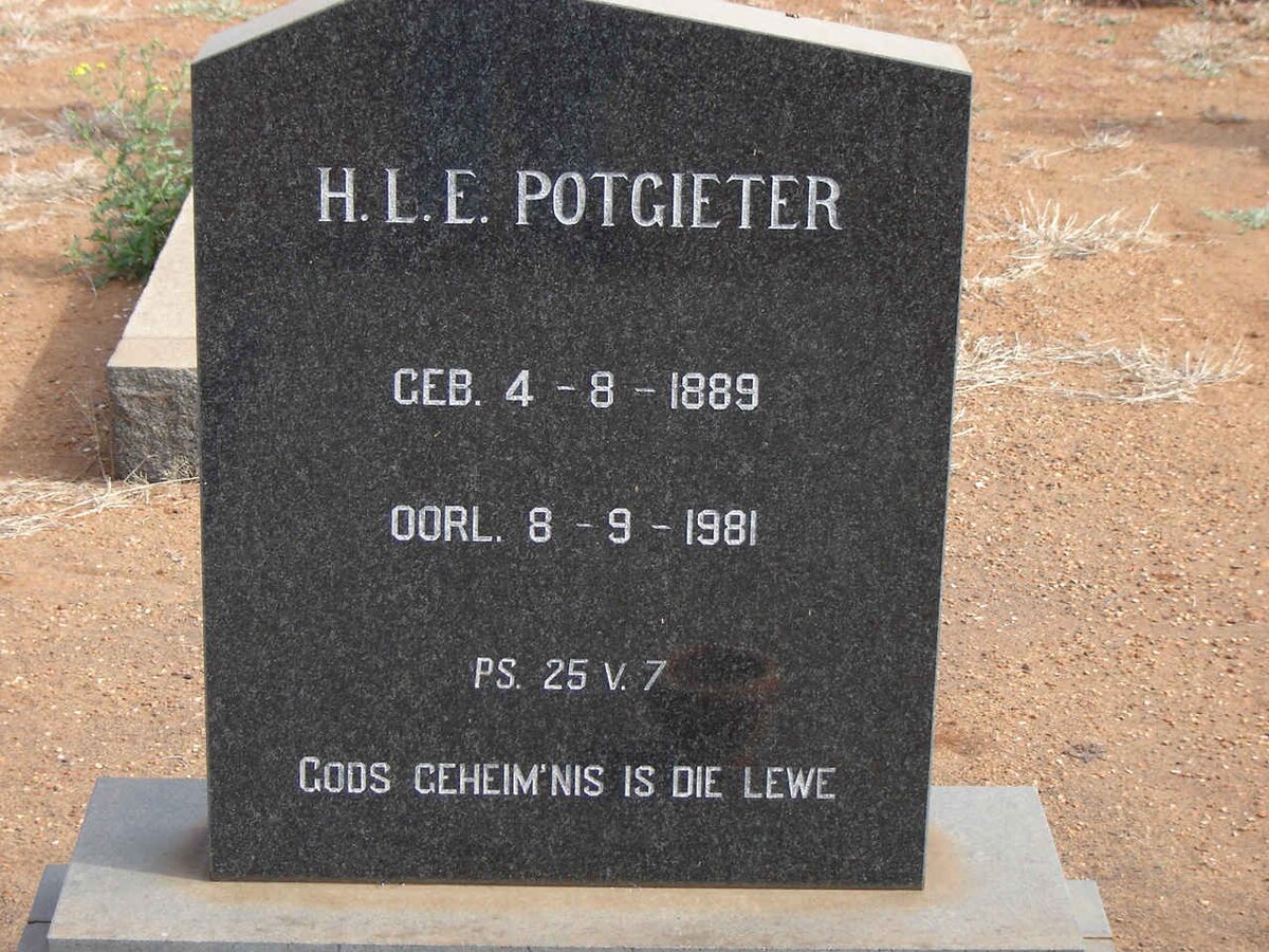 POTGIETER H.L.E. 1889-1981