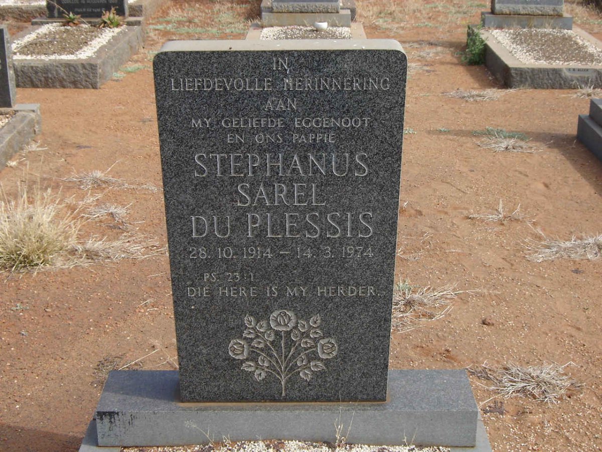 PLESSIS Stephanus Sarel, du 1914-1974