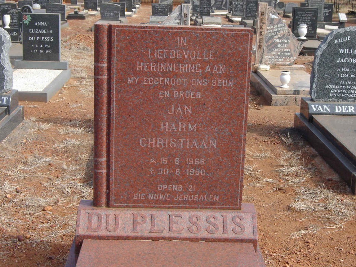PLESSIS Jan Harm Christiaan, du 1966-1990