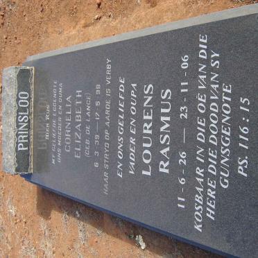 PRINSLOO Lourens Rasmus 1926-2006 &amp; Cornelia Elizabeth DE LANGE 1939-1998