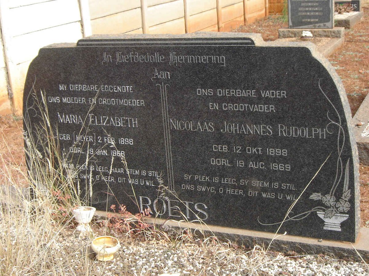 ROETS Nicolaas Johannes Rudolf 1898-1969 &amp; Maria Elizabeth MEYER 1898-1968
