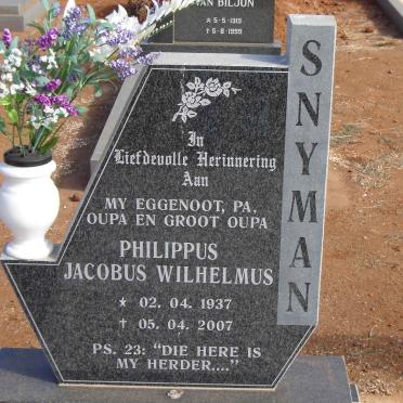SNYMAN Philippus Jacobus Wilhelmus 1937-2007