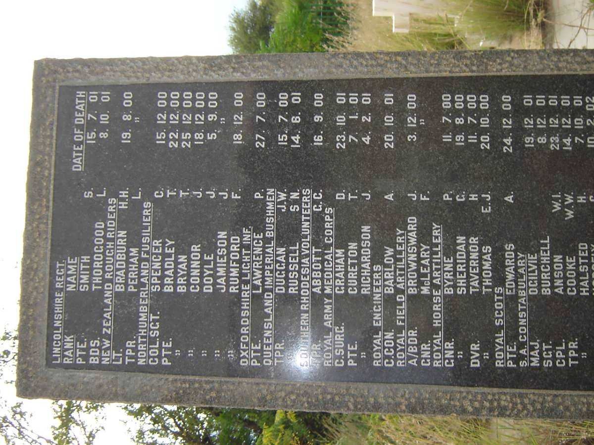 MEMORIAL IN REMEMBRANCE OF FALLEN SOLDIERS 1899-1902  # 2