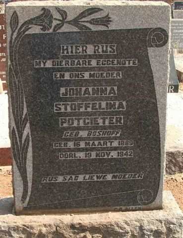 POTGIETER Johanna Stoffelina geb. BOSHOFF 1889-1942