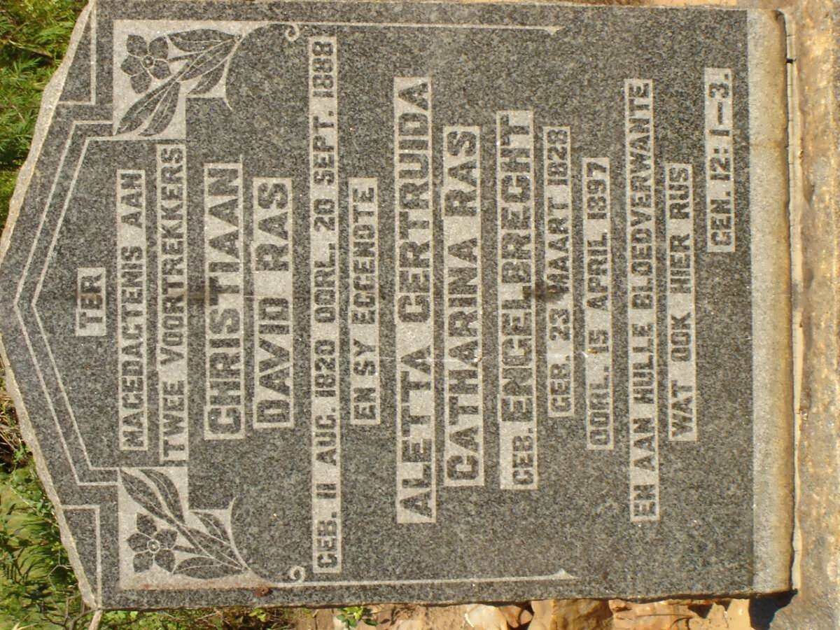 RAS Christiaan David 1820-1888 &amp; Aletta Gertruida Catharina ENGELBRECHT 1828-1897