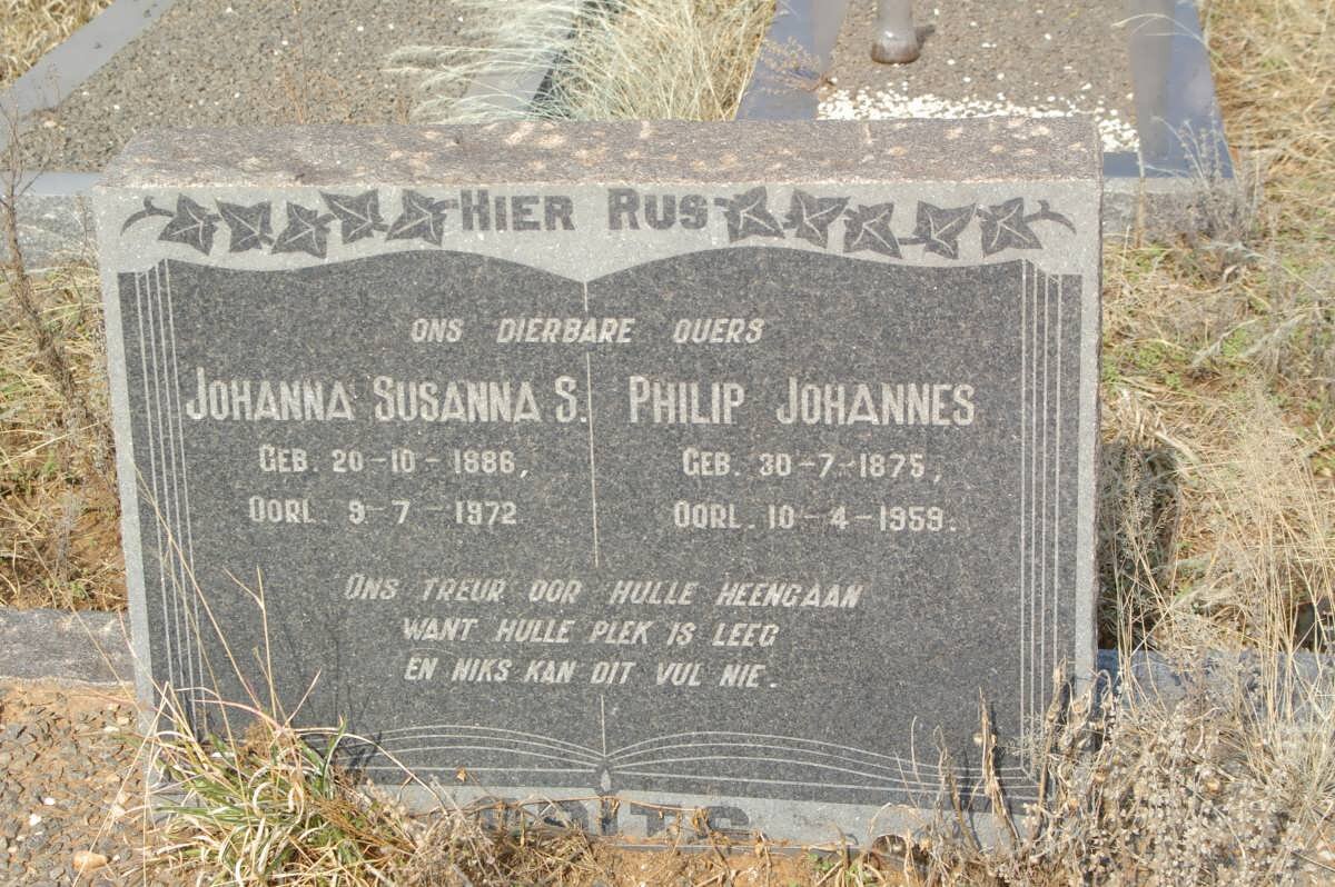 BRITS Philip Johannes 1875-1959 &amp; Johanna Susanna S. 1886-1972