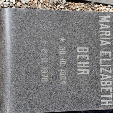 BEHR Maria Elizabeth 1904-1978