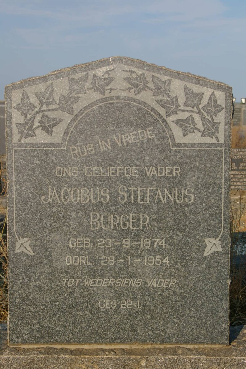 BURGER Jacobus Stefanus 1874-1954